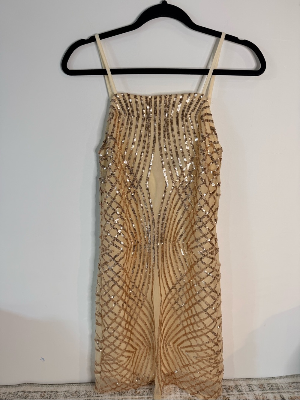 Gold sequin mini dress